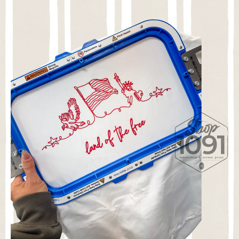 Land of the Free Line Art Embroidered