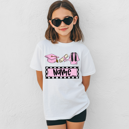 Pink Grad Trio with Name