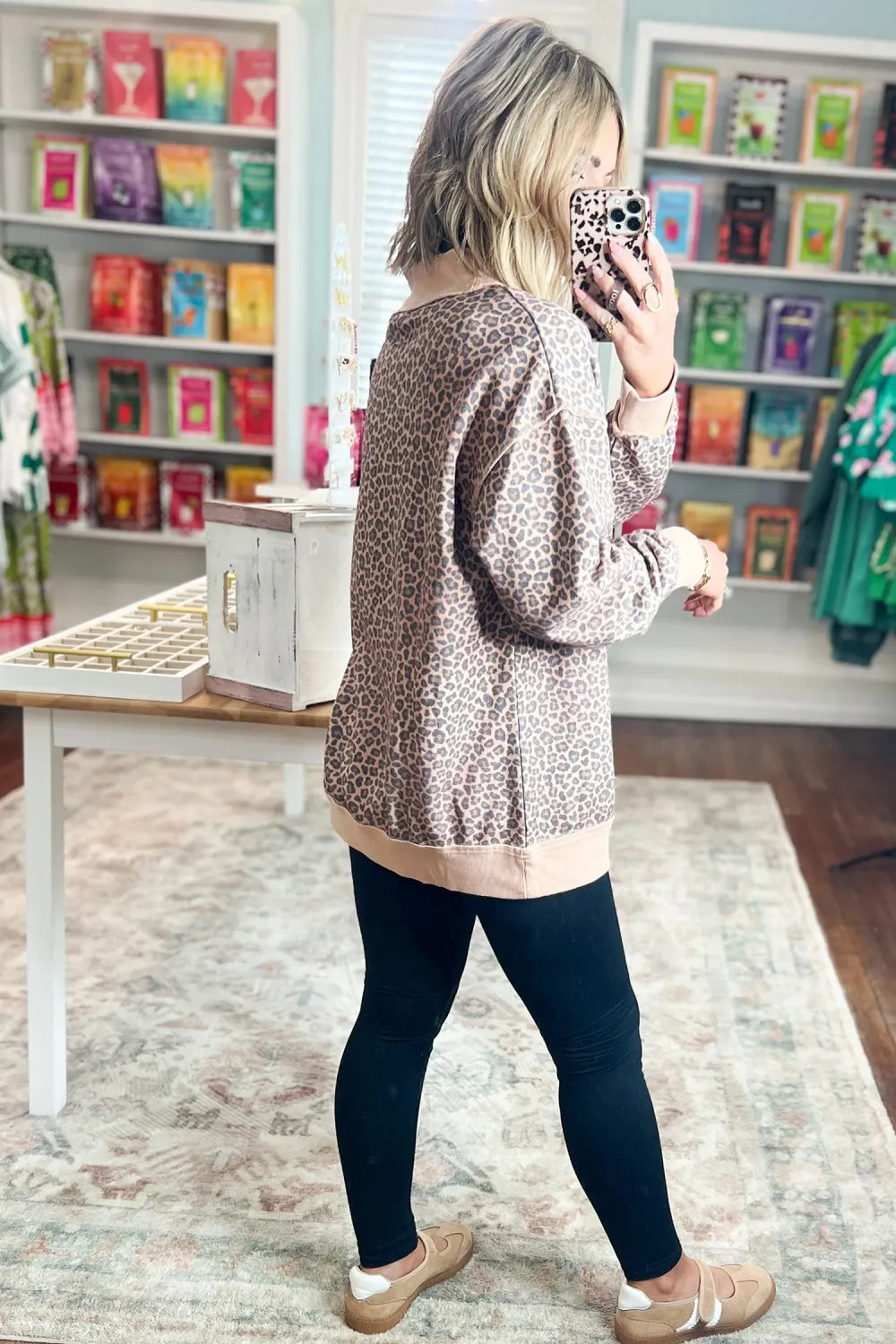 Multicolour Leopard Print High Neck Sweatshirt