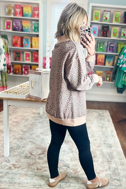 Multicolour Leopard Print High Neck Sweatshirt