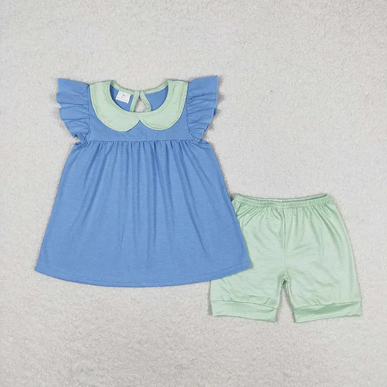 Flutter Sleeve Ruffle Tunic Shorts 2pc Set