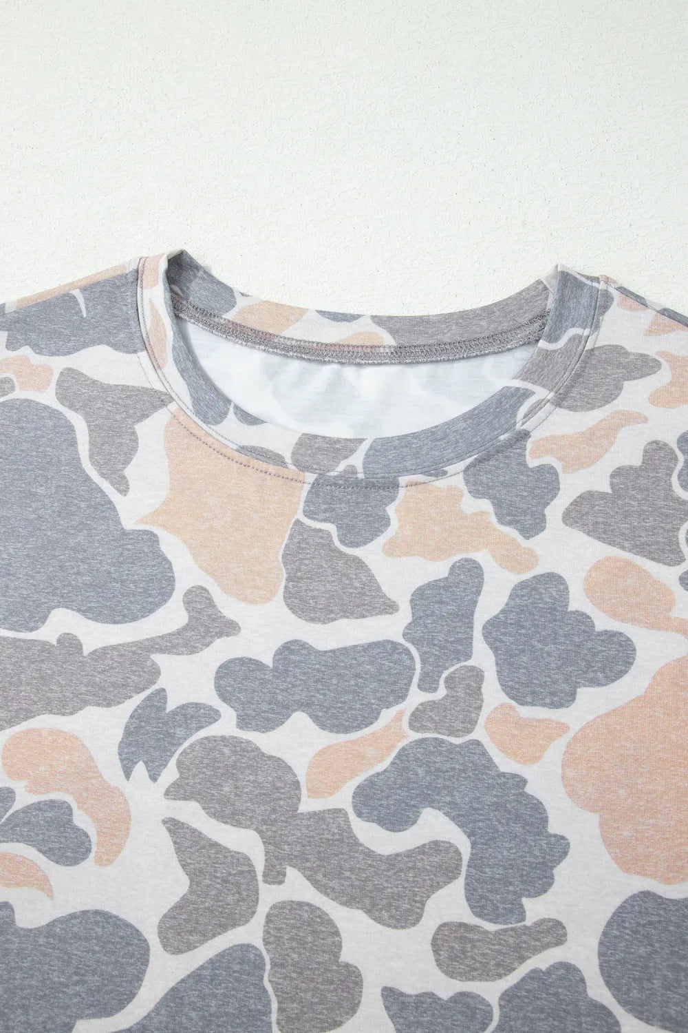 Retro Distressed Camouflage Print Womens Tee