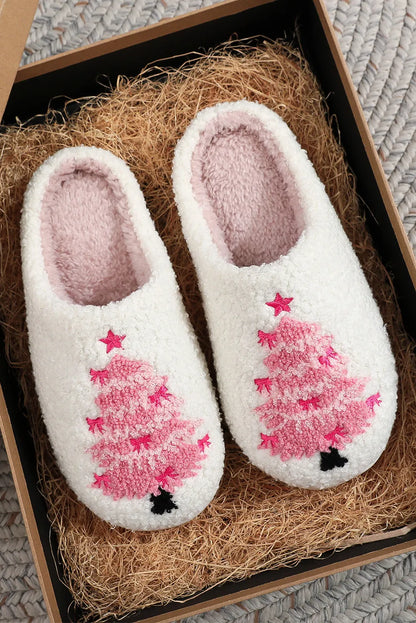 Pink Christmas Tree Slippers