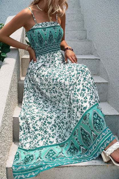 RTS Green Boho Floral Maxi Dress- XL
