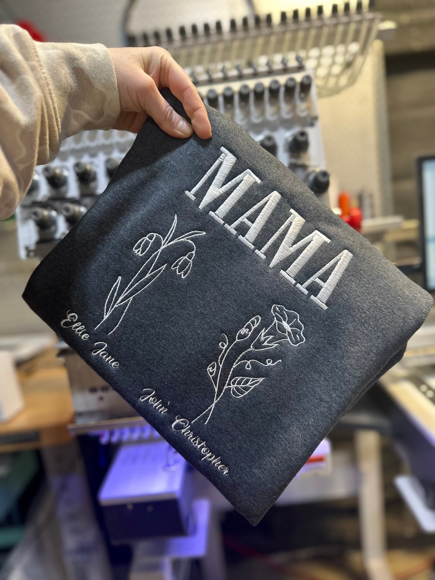 Birth Month Flowers Embroidered Sweatshirt