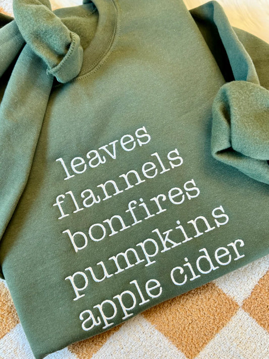 Fall Favorites Embroidered Crewneck