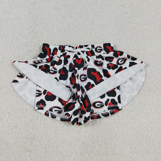 Girls Georgia  Black Leopard Ruffle Shorts
