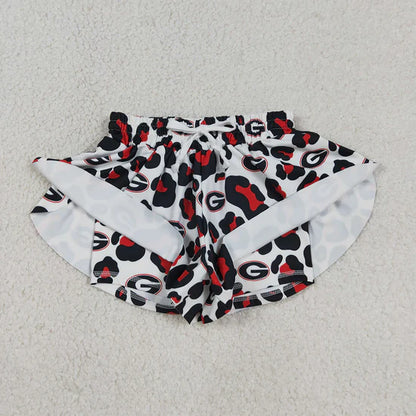 Girls Georgia  Black Leopard Ruffle Shorts