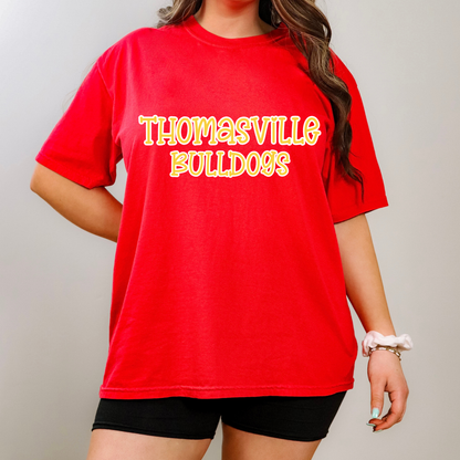 Thomasville Bulldogs Pop Name with Outline