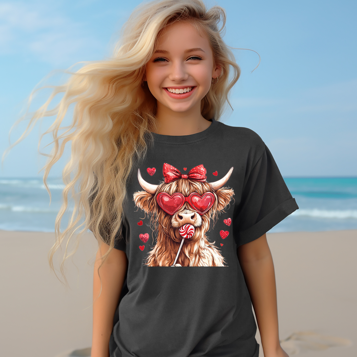 Shaggy Cow with Red Heart