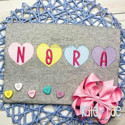 Pastel Heart Name Embroidered