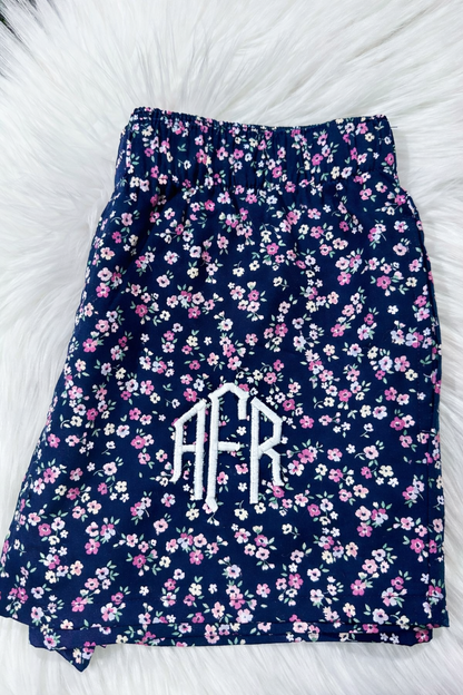 Embroidered Monogram PJ Shorts