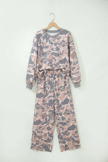 Multicolour Camouflage 2pcs Pants Set- S-4X