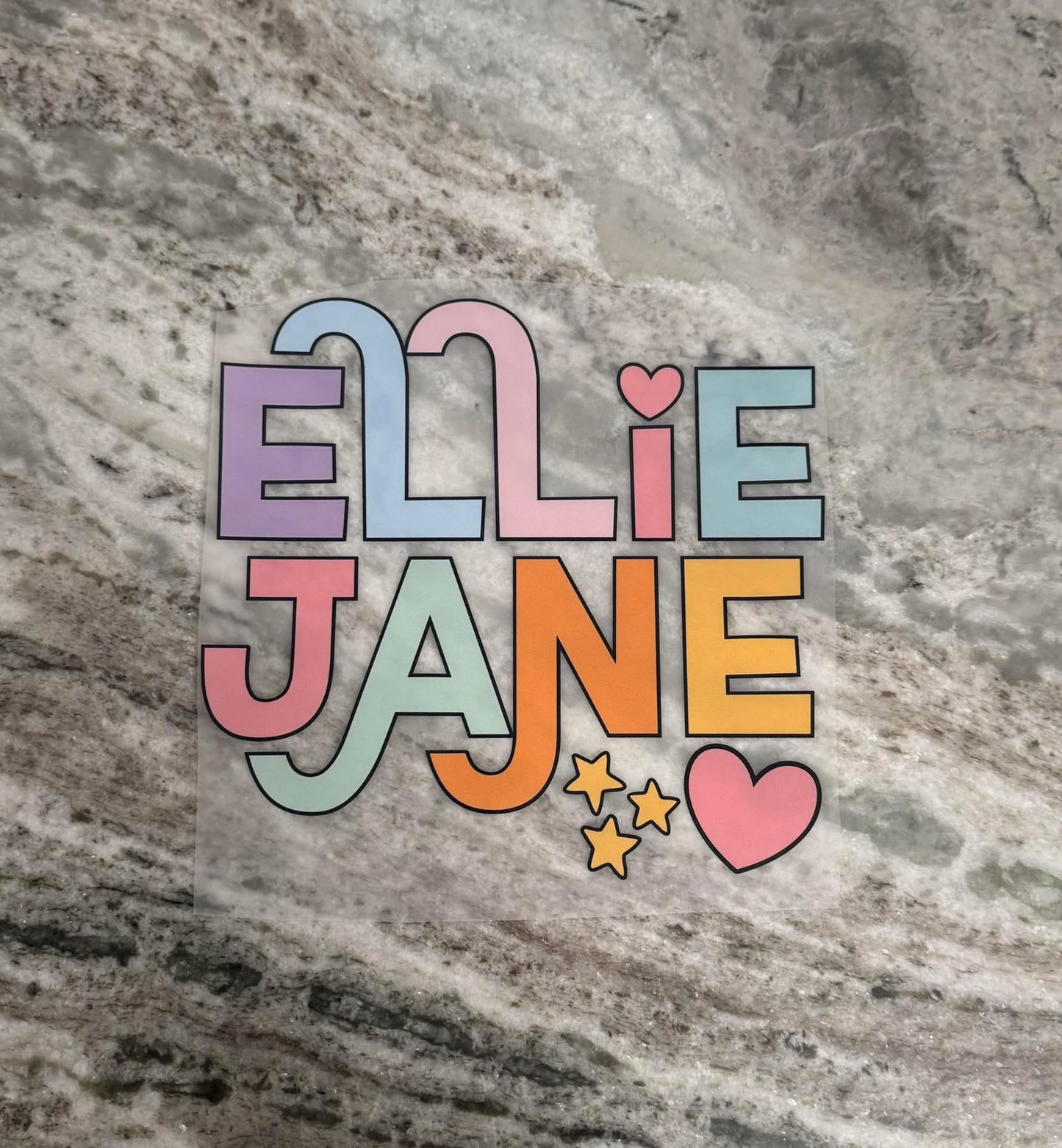 Pastel Name with Stars and Hearts