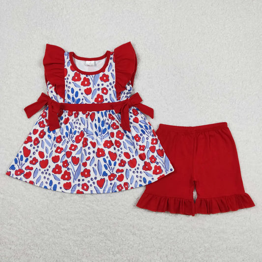 Red and Blue Flowers 2pc Set