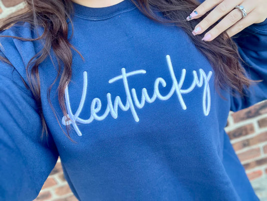 Cursive Mascot Puff - Crewneck Pullovers