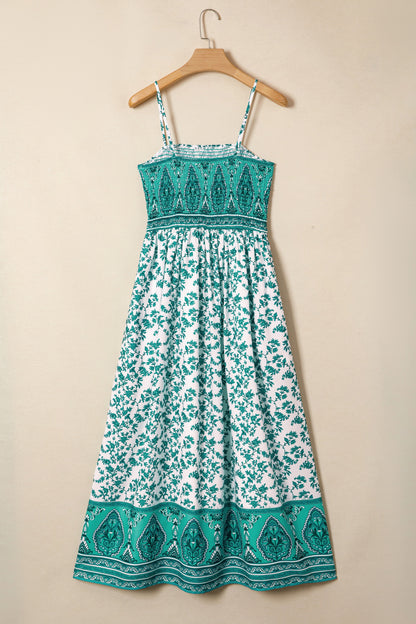 RTS Green Boho Floral Maxi Dress- XL