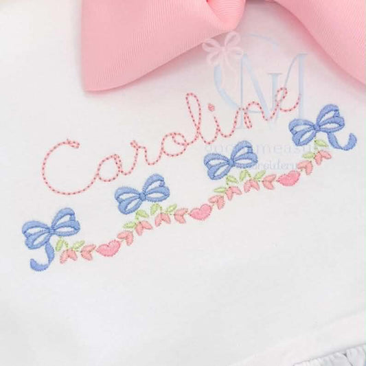 Embroidered Sweet Bows & Cherries Name Sketch