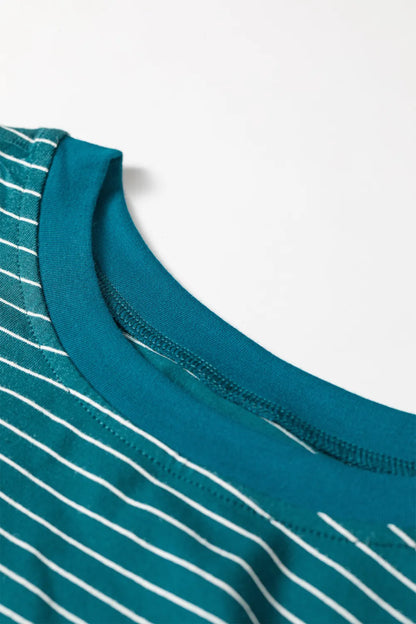 Green Stripe Dropped Shoulder 2pc Set