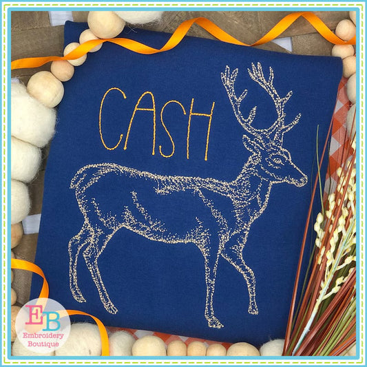 Deer Sketch Embroidered