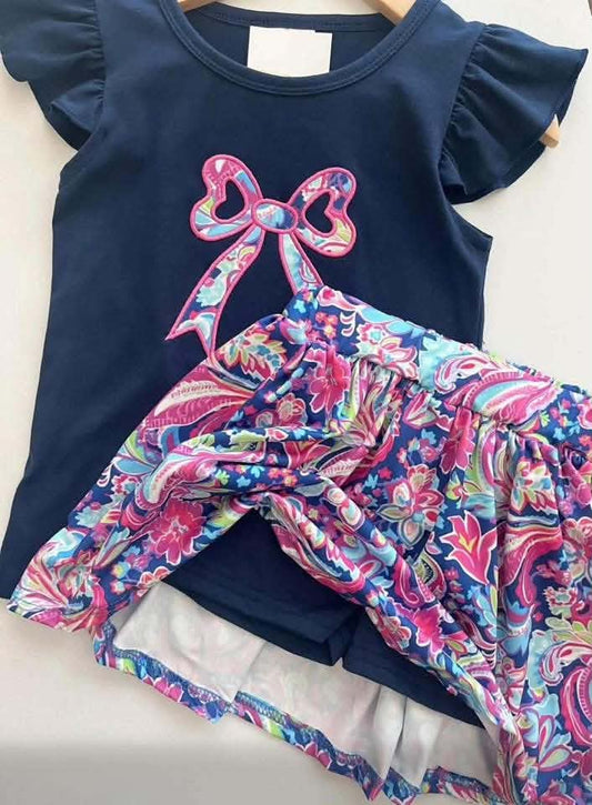 Applique Bow with Floral Skort
