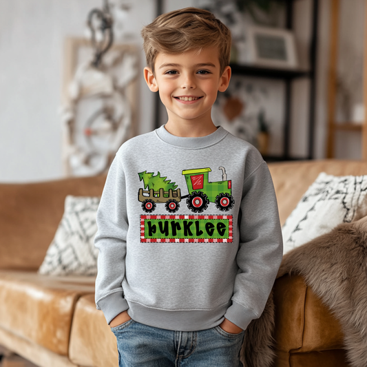 Christmas Tractor with Name