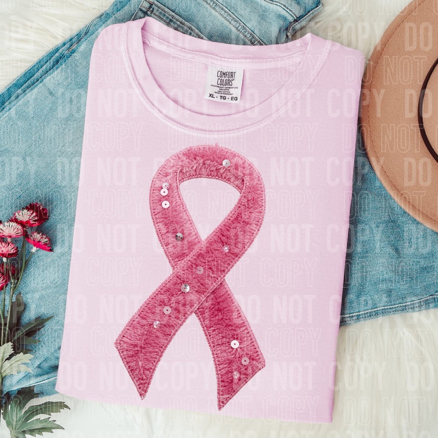 Breast Cancer Ribbon Faux Yarn