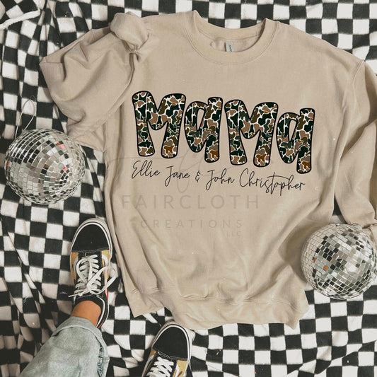 Camo Mama Scribble Name with Kid Names