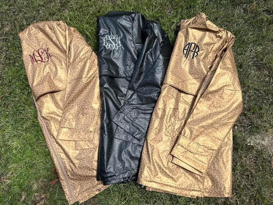 Leopard Embroidered Monogram Rain Jacket