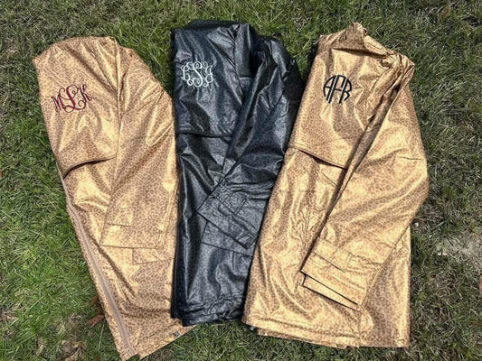Leopard Embroidered Monogram Rain Jacket