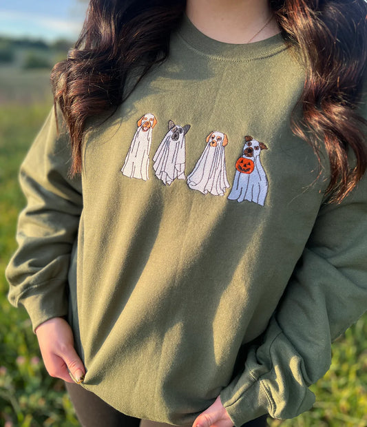Spooky Dogs Embroidered Crewneck