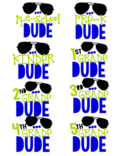 Grade Dude with Black Aviators (Preschool to 5th Grade)