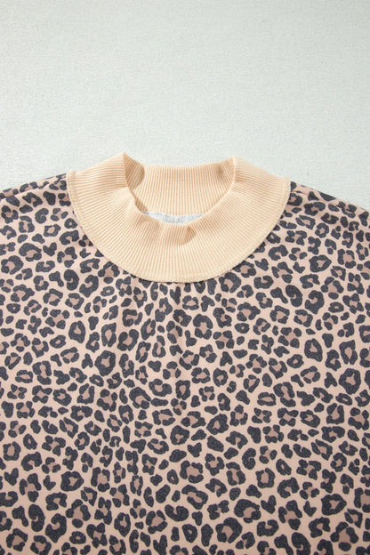 Multicolour Leopard Print High Neck Sweatshirt