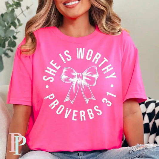 She is Worthy- One Bow- White