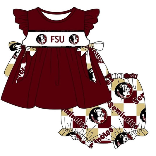 Garnet and Gold Checkered Bummie Outfit