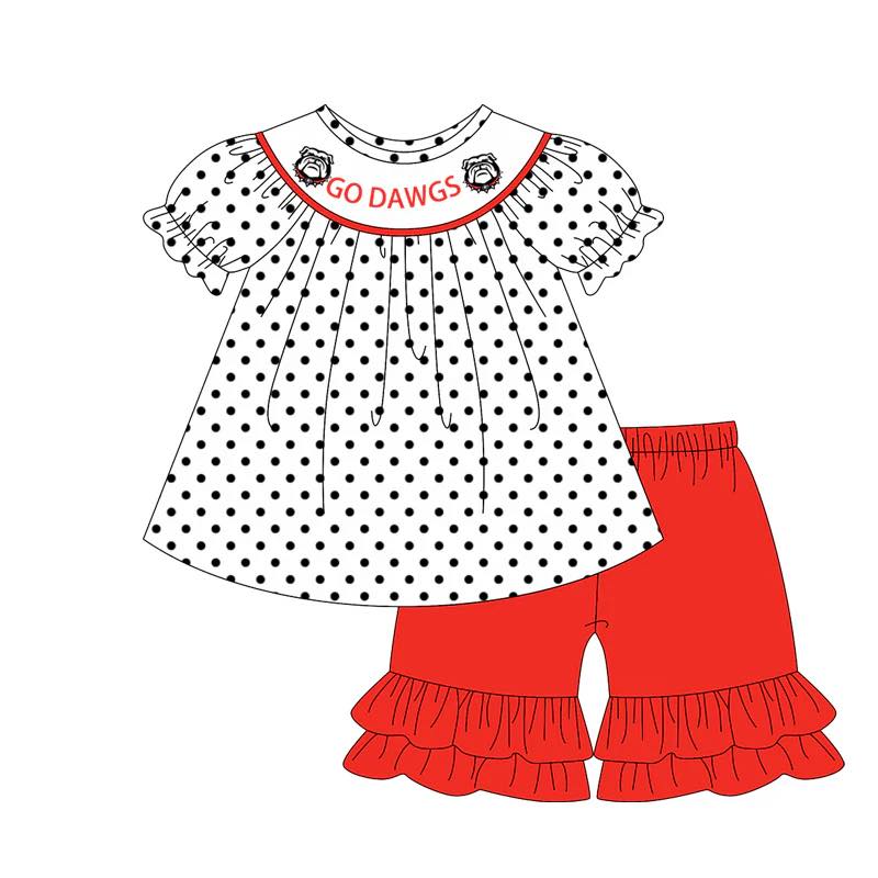 Dog Polka Dot Red Ruffle Shorts