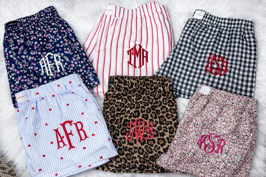 Embroidered Monogram PJ Shorts