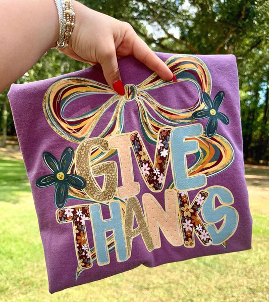 Give Thanks Watercolor Bow