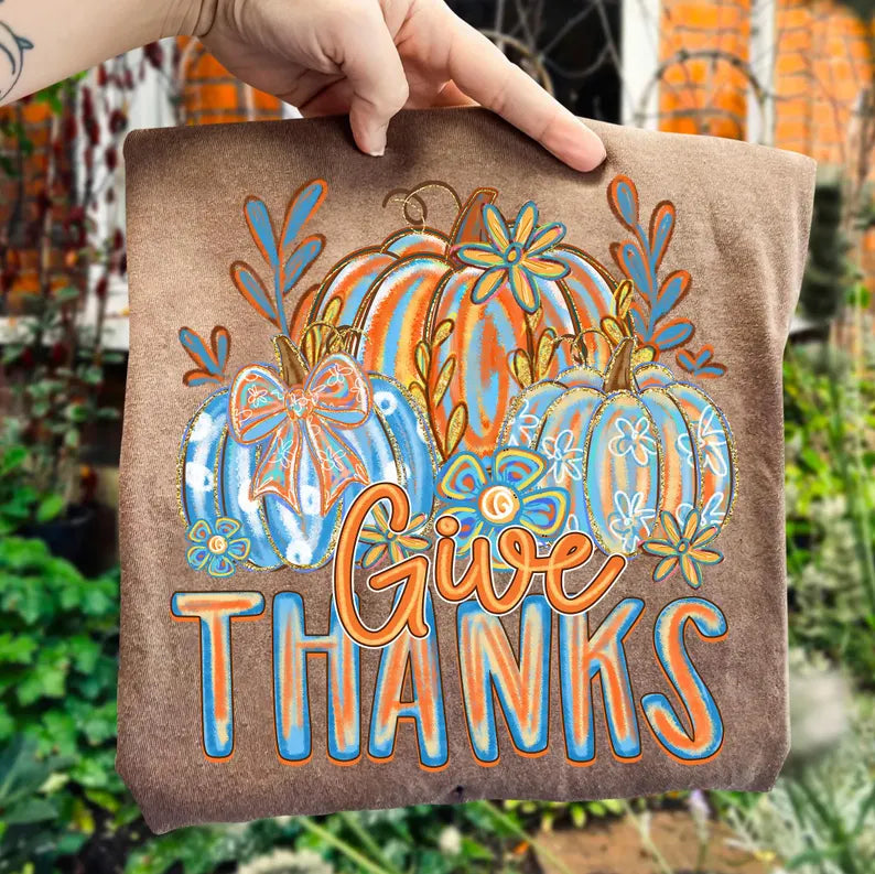 Give Thanks Blue and Orange