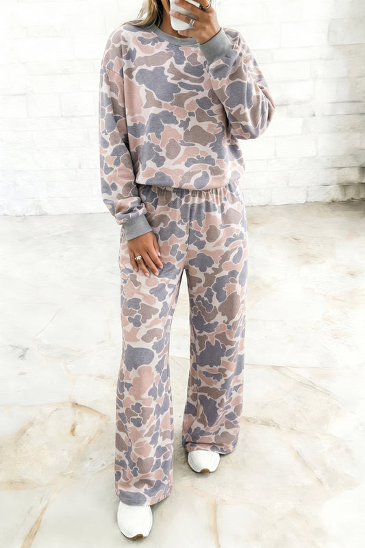 Multicolour Camouflage 2pcs Pants Set- S-4X