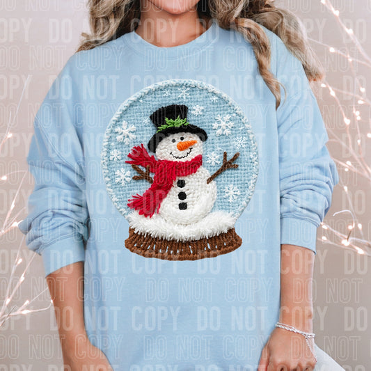 Snowman Snowglobe Faux Yarn