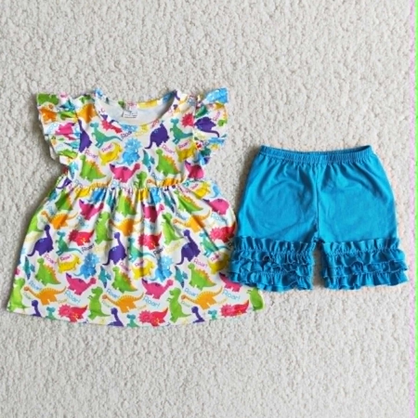 Colorful Dino Short Set