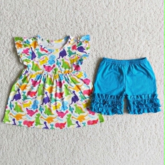 Colorful Dino Short Set