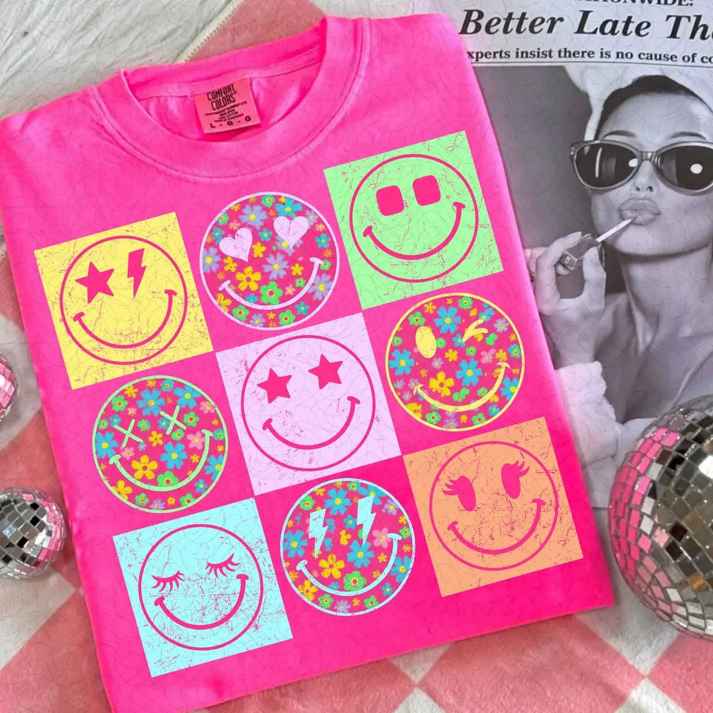 Neon Smiley Floral