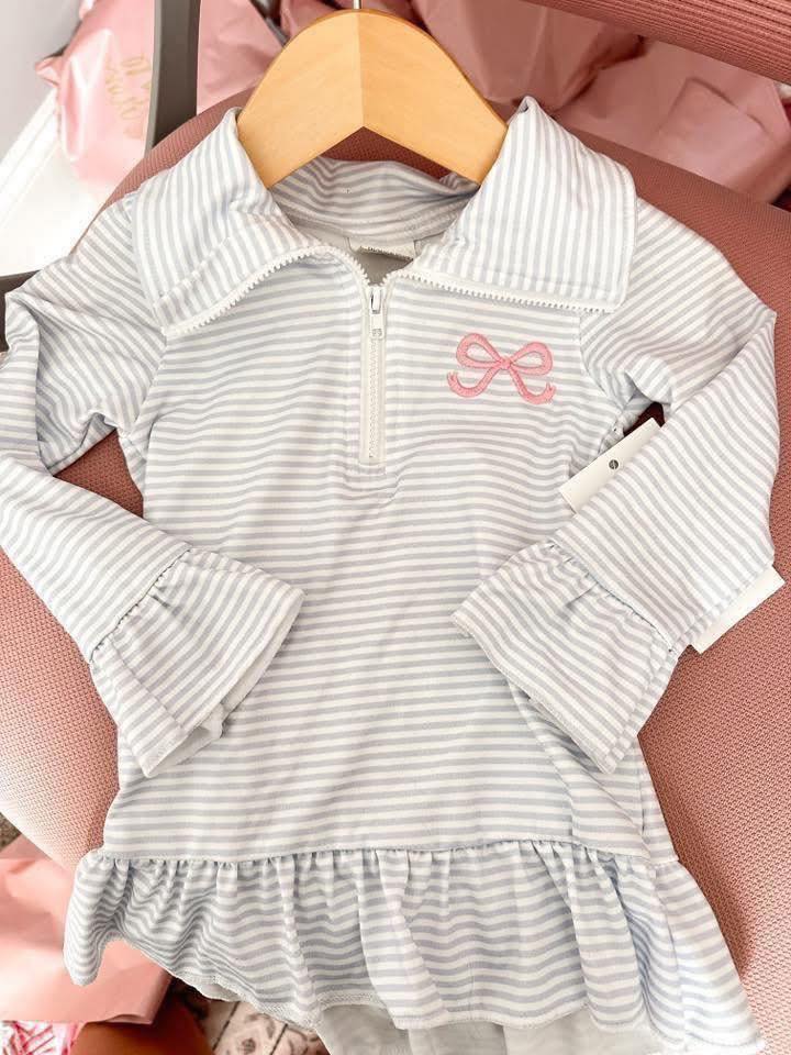 Embroidered Bows and Ballet Zip Up Long Sleeve