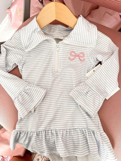 Embroidered Bows and Ballet Zip Up Long Sleeve