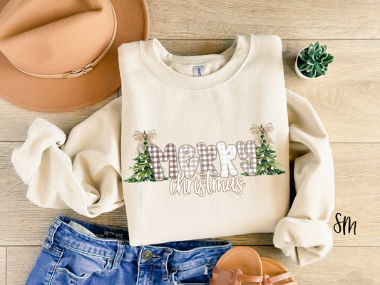 Merry Christmas Brown Plaid
