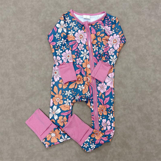 Pink and Orange Floral Romper