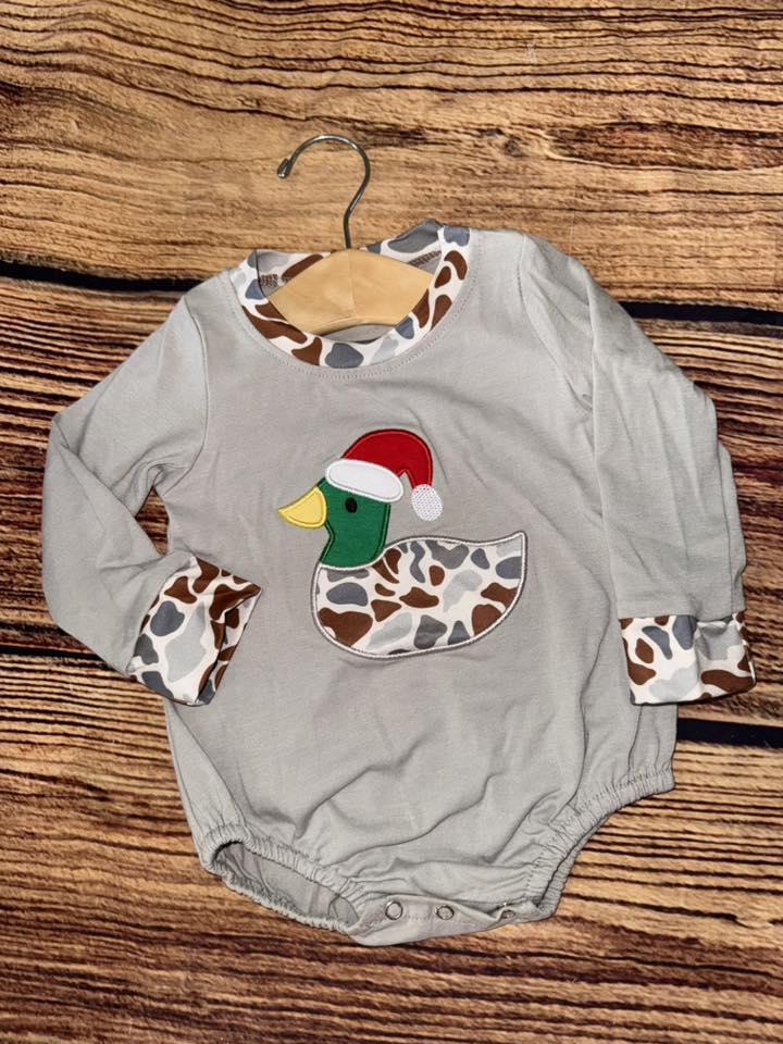 Duck with Santa Hat Long Sleeve Bubble