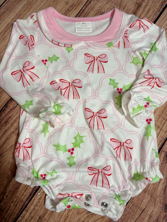 Bows and Mistletoe Long Sleeve Bubble